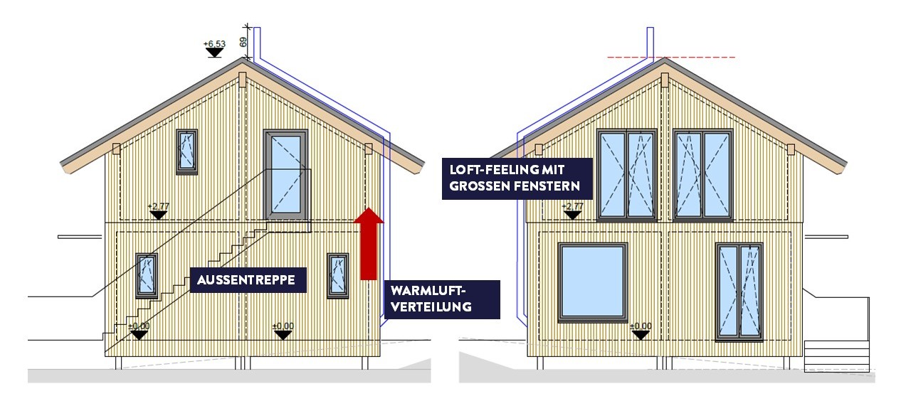 Planungsinspiration: Modulhaus mit Satteldach und 3 Wohneinheiten Planungsinspiration: Modulhaus mit Satteldach und 3 Wohneinheiten